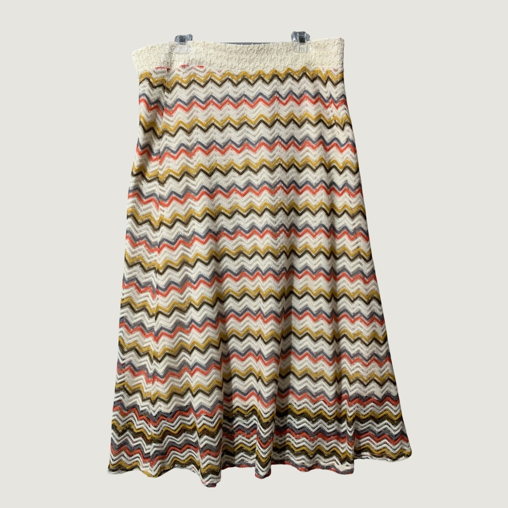 Lapis Womens XL Chevron Crochet Knit Maxi Skirt Multi Color Metallic 2594B Flaw